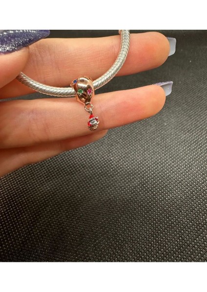 925 Ayar Gümüş Sıcak Hava Balonunda Noel Baba Iki Renkli Charm fiyatları