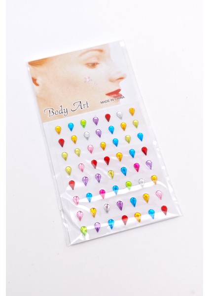 Renkli Teardrop Göz Yaşı Şeklinde Yüz ve Vücut Taşı Face Gems 56 Parça fiyatları