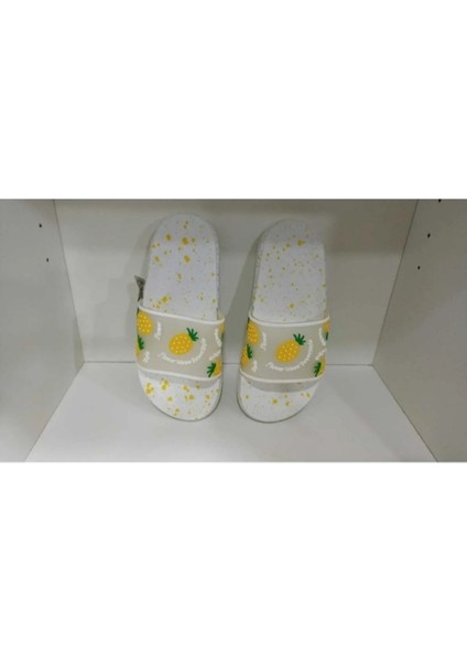 Yazlık Kız Çocuk Ananas Desenli Rahat Taban Günlük Terlik