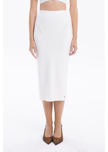 Slim Fit Basic Midi Boy Kadın Triko Etek
