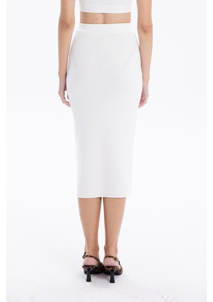 Slim Fit Basic Midi Boy Kadın Triko Etek