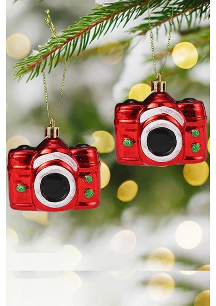 Yılbaşı Çam Ağacı Süsü 2'li Fotoğraf Makinesi Dekoratif Süs