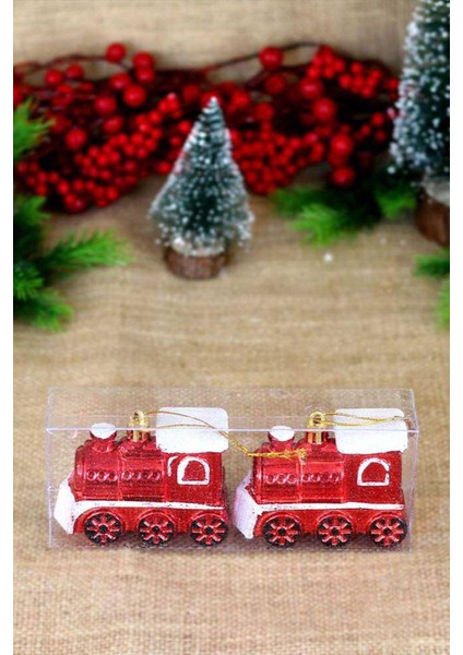 Yılbaşı Çam Ağacı Süsü Dekoratif Tren 2'li 8cm