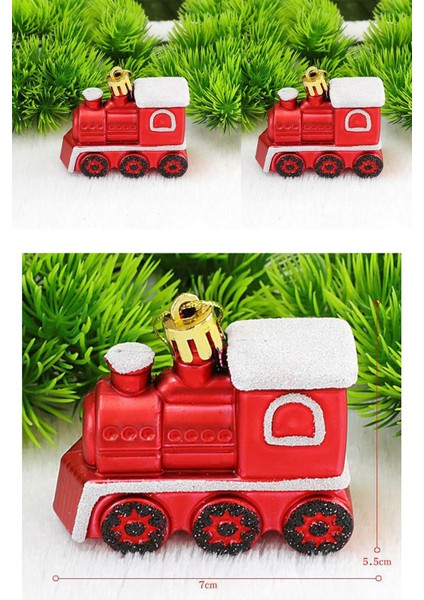 Yılbaşı Çam Ağacı Süsü Dekoratif Tren 2'li 8cm modelleri