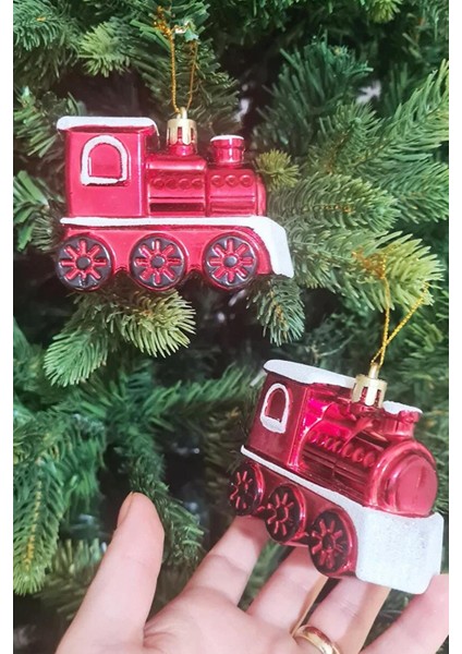 Yılbaşı Çam Ağacı Süsü Dekoratif Tren 2'li 8cm indirimleri