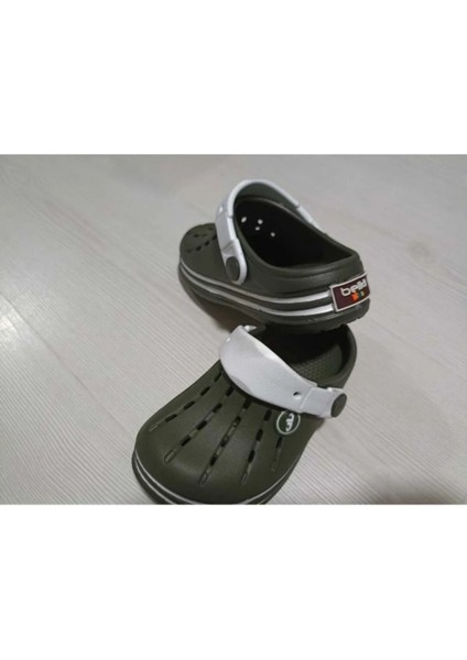 Yeni Sezon Rahat Taban Cross Model Bebek-Çocuk Haki Renkli Terlik