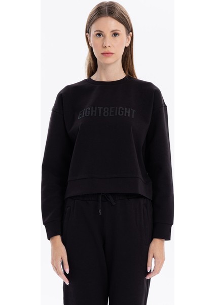 Bisiklet Yaka Numeroloji Baskılı Kadın Sweatshirt