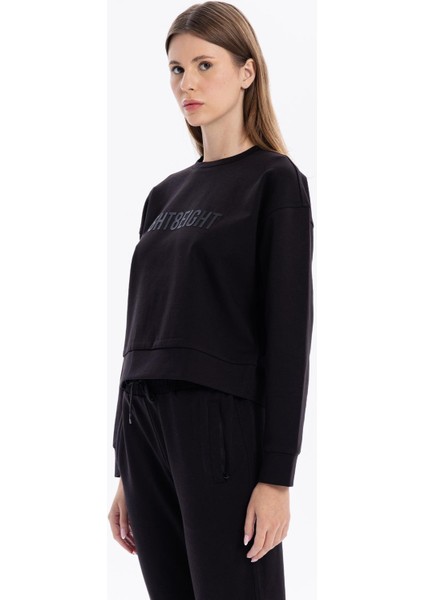 Bisiklet Yaka Numeroloji Baskılı Kadın Sweatshirt