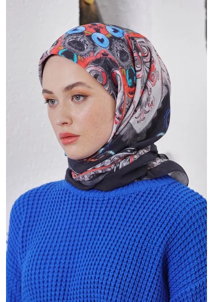 Siyah-Gri Loryan Scarf Diamond Diya Eşarp