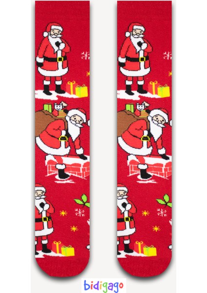 Noel Baba Baca Desenli Yılbaşı Havlu Çorap