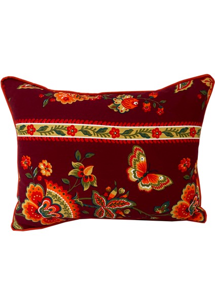 Koton Çiçekli Etnik Desen Kumaş 44X34 cm Dekoratif Kırlent Yastık Kılıfı