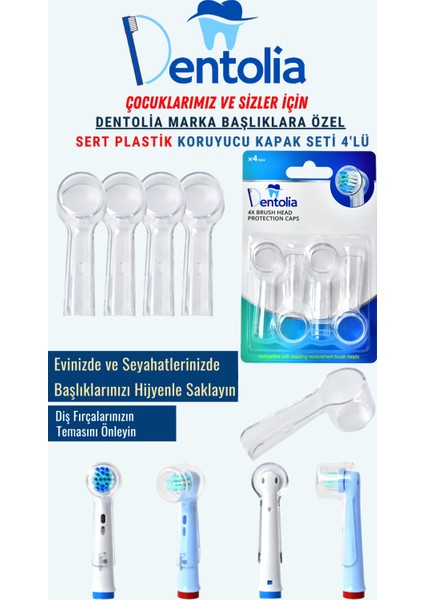 Şarjlı Diş Fırçası Başlığı Uyumlu Sert Plastik Koruyucu Kapak 4'lü Başlık Koruma