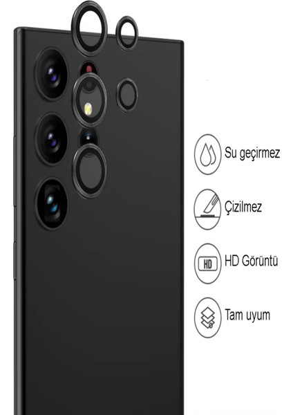 Samsung Galaxy S24 Ultra Alüminyum Alaşım Renki Temperli Cam Kamera Lens Koruyucu - Gold fiyatları