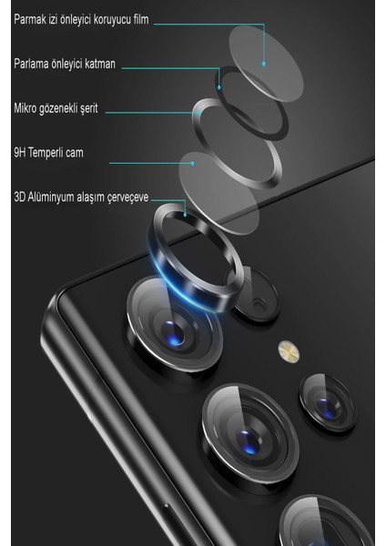 Samsung Galaxy S24 Ultra Alüminyum Alaşım Renki Temperli Cam Kamera Lens Koruyucu - Gold modelleri