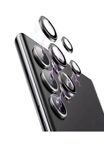 Samsung Galaxy S24 Ultra Alüminyum Alaşım Renki Temperli Cam Kamera Lens Koruyucu - Gold fırsatları