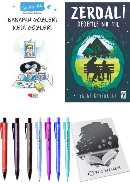 Zerdali Dedemle Bir Yıl ve Babamın Gözleri Kedi Gözleri 2'li Set + Hediyeli