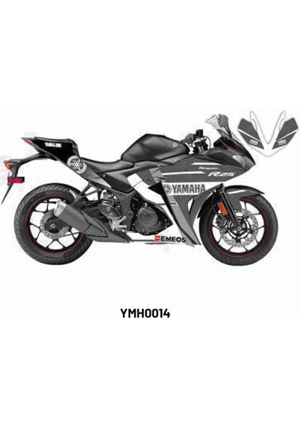 Yamaha YZF-R25 2014-2018 "gray Racer" Tasarım Motosiklet Sticker Etiket Kaplama Modeli