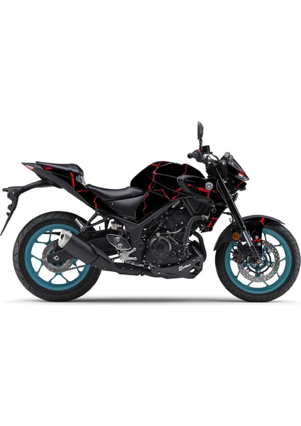 Yamaha Mt-25 2020 - 2023 Sticker Şimşek Desen Kaplama Sticker Etiket Modeli Kırmızı