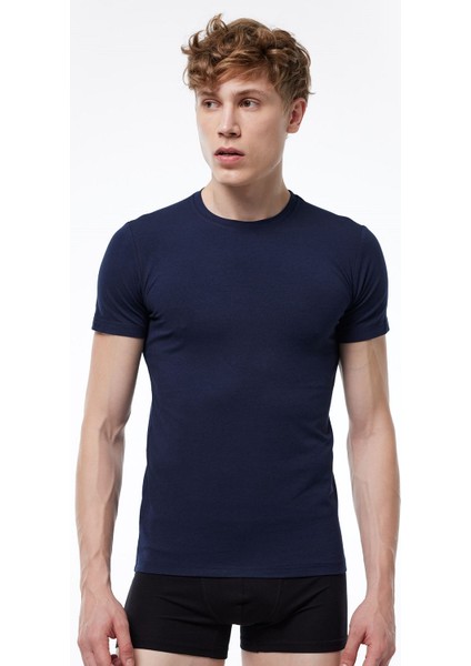 030 Erkek Modal Usa Yaka Kısa Kol Body