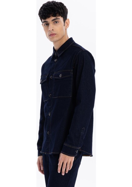 Kapama Düğme Detaylı Regular Fit Denim Erkek Mont modelleri