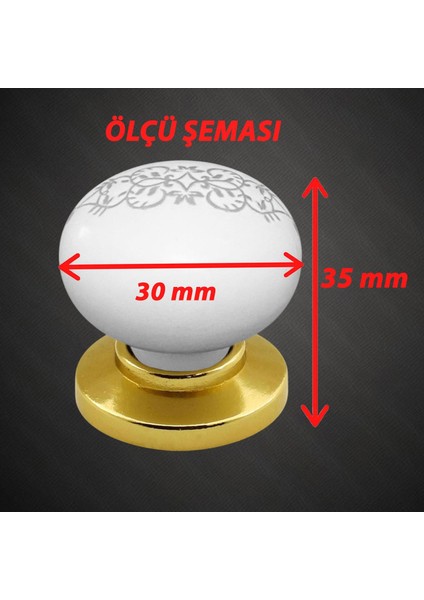 15 Adet Hanımeli Kulp Beyaz Polimer Düğme Kulp Altın Tablalı Mobilya Mutfak Dolabı Çekmece Kulbu
