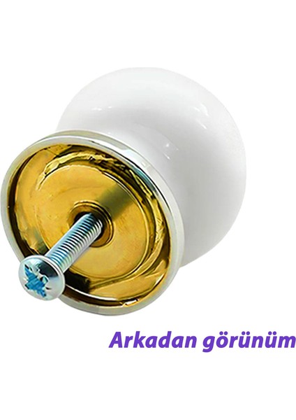 15 Adet Hanımeli Kulp Beyaz Polimer Düğme Kulp Altın Tablalı Mobilya Mutfak Dolabı Çekmece Kulbu