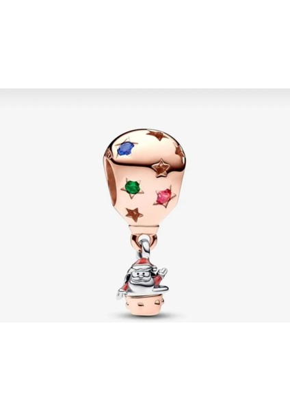 925 Ayar Gümüş Sıcak Hava Balonunda Noel Baba Iki Renkli Charm