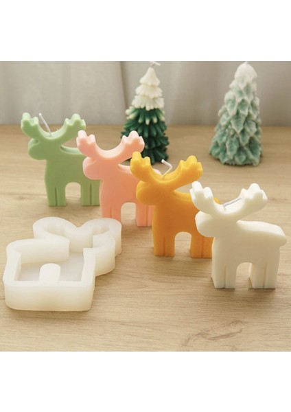 2 Boyutlu Geyik Hayvan Silikon Kalıp K-1281, Kokulu Taş Sabun Alçı Mum Kalıbı