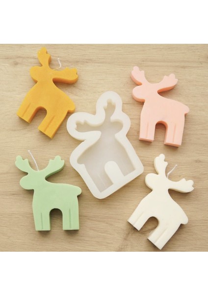 2 Boyutlu Geyik Hayvan Silikon Kalıp K-1281, Kokulu Taş Sabun Alçı Mum Kalıbı