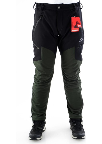 Erkek Siyah Haki Outdoor Su İtici Rüzgar Geçirmez Kışlık Pantolon