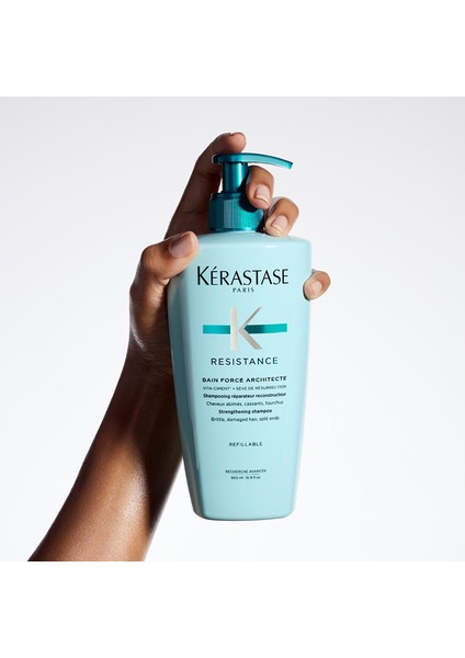 Resistance Bain Force Architecte Çok Yıpranmış Kırık Uçlu Saçlar Için Güçlendirici Onarıcı Şampuan 500ml Standart