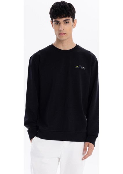 Bisiklet Yaka Slim Fit Baskılı Erkek Sweatshirt