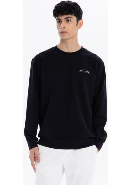 Bisiklet Yaka Slim Fit Baskılı Erkek Sweatshirt