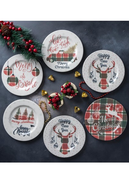 Özel Tasarım Merry Christmas Pasta Tabak 20 cm