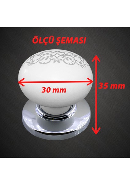 15 Adet Hanımeli Kulp Beyaz Polimer Düğme Kulp Krom Tablalı Mobilya Mutfak Dolabı Çekmece Kulbu