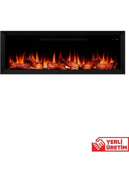 Alaf 160 Metal Çerçeveli Elektrikli Şömine - Isıtıcılı, Sınırsız Renkli (Rgb), Kumandalı