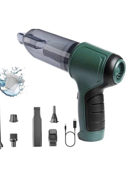 Vacuum Yıkanabilir Filtreli USB Şarjlı Araç Içi Araba Süpürge Vakum
