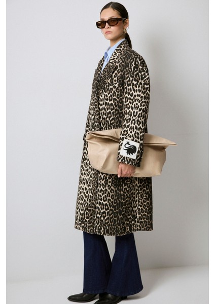 Leopar Desenli Uzun Ceket