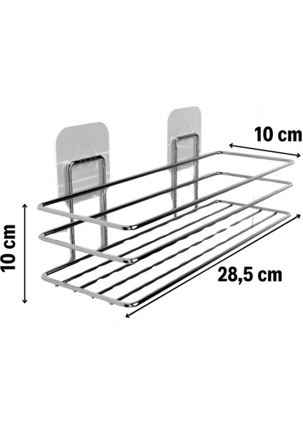 Buffer® Kendiliğinden Yapışkanlı Krom Paslanmaz Metal Şampuanlık Banyo Düzenleyici Raf