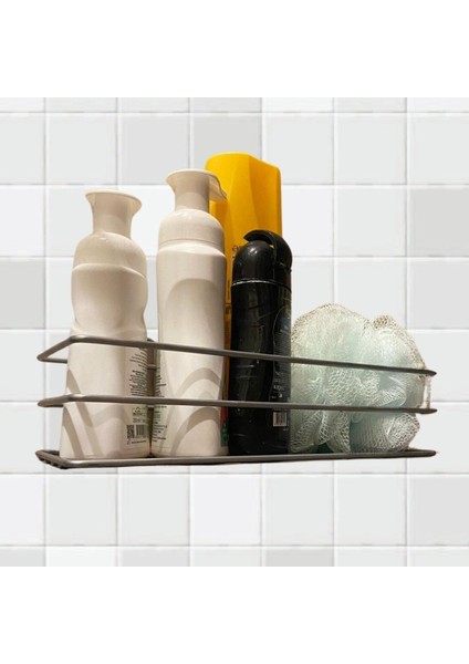 Buffer® Kendiliğinden Yapışkanlı Krom Paslanmaz Metal Şampuanlık Banyo Düzenleyici Raf