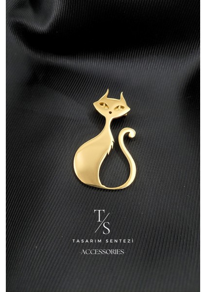 Broş Çelik Rozet Kedi Antik Hayvan Gold Yaka Kıyafet Takı Aksesuar Çanta Hediye modelleri