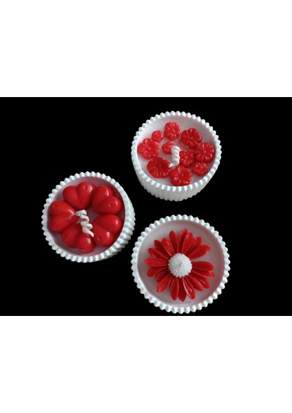 3'lü Set Çilek Kokulu Kalpli, Çiçekli, Papatyalı Mum ( Öğretmenler Günü, Sevgiliye, Kişiselleştirilmiş Özel Gün Mumları )