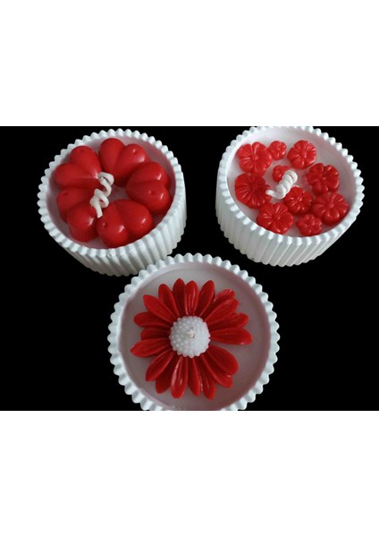 3'lü Set Çilek Kokulu Kalpli, Çiçekli, Papatyalı Mum ( Öğretmenler Günü, Sevgiliye, Kişiselleştirilmiş Özel Gün Mumları )