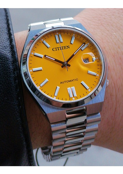 Otomatik Sarı Çelik Kordonlu Erkek Kol Saati Su Geçirmez