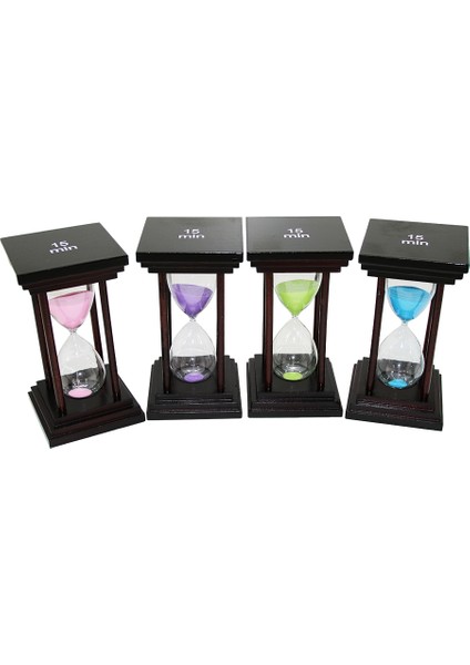 Kare - 15 Dk Tekli Cam Kum Saati Ahşap Standlı (4764)