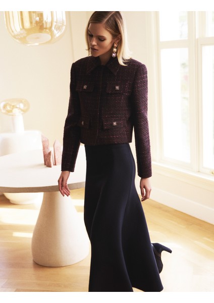 x Melis Ağazat - Standart Bel Balık Fit Uzun Triko Etek