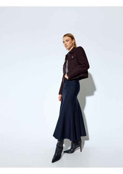 x Melis Ağazat - Standart Bel Balık Fit Uzun Triko Etek fiyatları