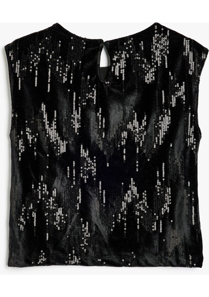 Pullu Payetli Parlak Bluz Kolsuz Bisiklet Yaka fiyatları