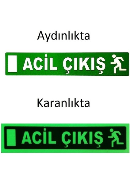 Acıl Çıkış Sticker Lümen Özellikli Fosforlu Karanlıkda Görünme Özelliğine Sahip