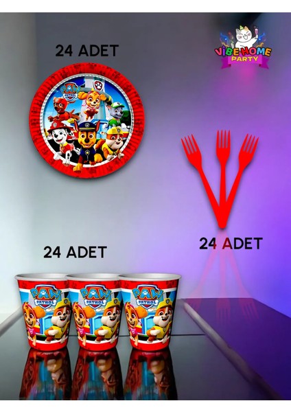 24 Kişilik Paw Patrol Temalı Süper Eko Seti - Doğum Günü Parti ve Eğlenceli Etkinlikler
